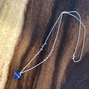 Long Necklace with Cobalt Seaglass and beads